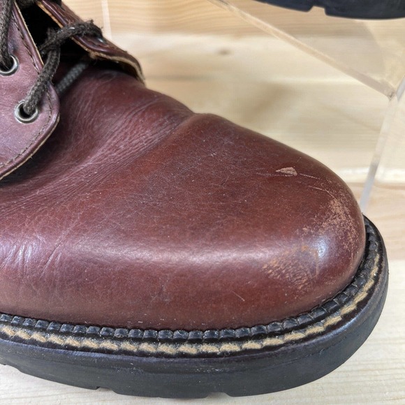 H.S. TRASK & Co Buffalo Hide Boots Mens 8.5 Hand Crafted Brown Green Style 1117 - Picture 3 of 16